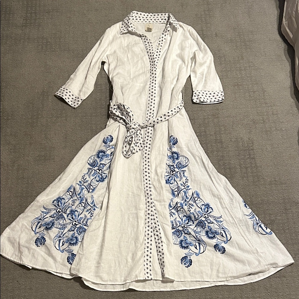 Elegant White and Blue Floral Joie Dress